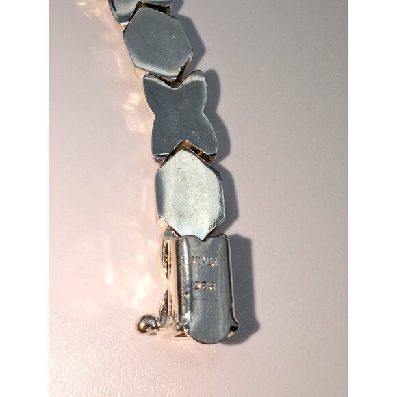 VTG Marked 925 Italy Sterling Polished X & O Link Slide In Clasp Safety Bracelet - Picture 4 of 7